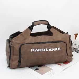 Grand Capacité Sac de Voyage en Cuir PU Bagage Multifonctionnel Séparation Humide et Sec Sac de Sport pour Hommes
