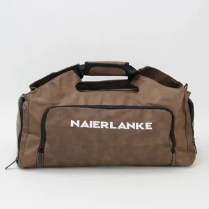 Sac de voyage multifonctionnel avec compartiment chaussures, sac de sport marron