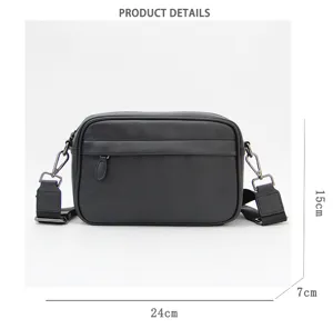 Bolso cruzado de cuero PU negro para hombre bolso de hombro informal compacto