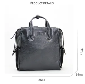 Men fashion business large capacity leather backpack multi-functional casual handbag for men