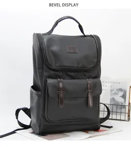 Korean style large capacity PU leather backpack for outdoor commuting and travel casual daily use.