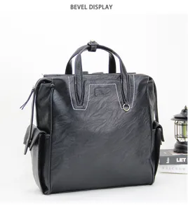 Men business backpack versatile large capacity multifunctional stylish leather handbag