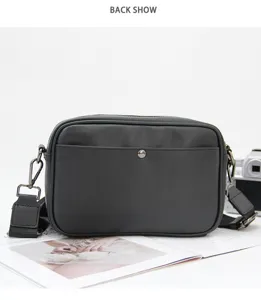 Bolso bandolera negro de piel sintética para hombre bolsa cuadrada elegante casual