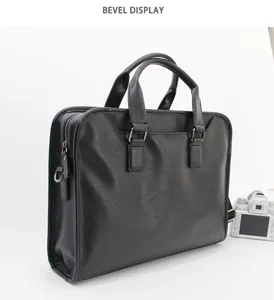 Borsa portadocumenti da uomo nera, borsa per laptop in pelle PU, elegante borsa da lavoro.
