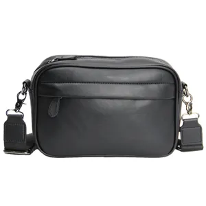 Bolso bandolera de cuero para hombre bolso negro elegante pequeño bolso cuadrado casual
