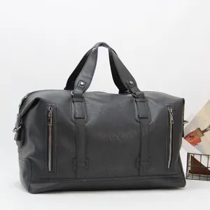 Men's Large Capacity PU Leather Travel Duffel Bag Business Fitness Sports Shoulder Crossbody Bag Luggage Backpack