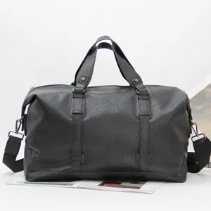 Men's Large Capacity Leather Travel Duffle Bag Casual Business Sports Shoulder Crossbody Bag
