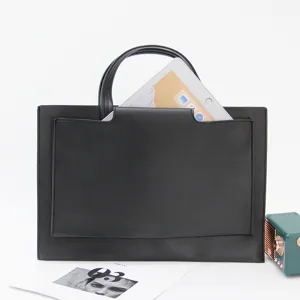 Slim 13-inch laptop bag leather briefcase business document handbag with comfortable handles