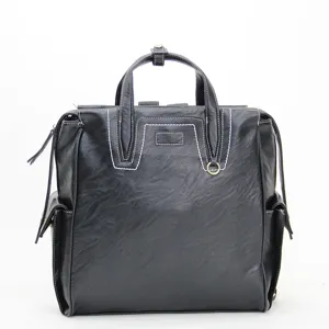 Men's multi-functional leather backpack fashion casual business laptop bag large capacity