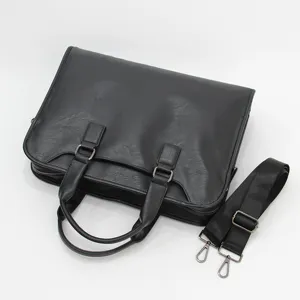 Borsa da lavoro per uomo ventiquattrore nera in pelle borsa a tracolla principale