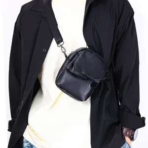 Men black crossbody phone bag casual small messenger bag vertical shoulder bag stylish