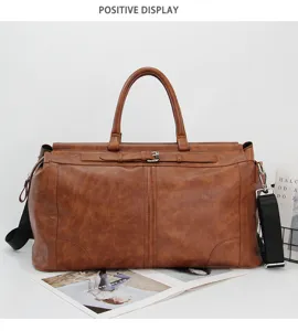 Sac de voyage rétro en cuir PU pour hommes grande capacité sac bandoulière pour affaires.