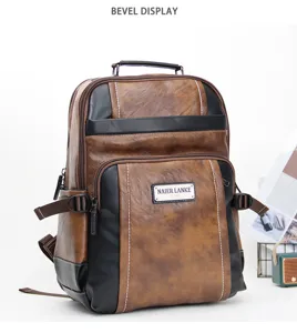 Vintage mens backpack casual business laptop travel bag large capacity multi-layer stylish bookbag
