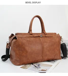 Sac de voyage vintage homme grande capacité en cuir PU sac bandoulière bagage