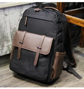 Canvas men casual canvas backpack large capacity travel laptop school bookbag for men