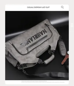 Men's large capacity travel duffel bag, waterproof leather shoulder crossbody fitness bag.