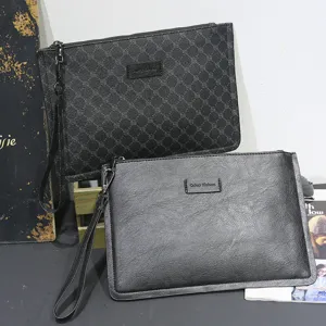 Men black clutch bag large capacity envelope bag casual wristlet bag business pouch style
