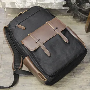Men Casual Canvas Backpack Large Capacity Laptop School Bag Fashion Travel Business Bookbag Waterproof Casual Daypack