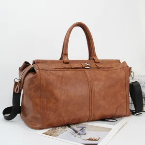 Sac de voyage vintage grande capacite pour homme en cuir sac a bandouliere souple