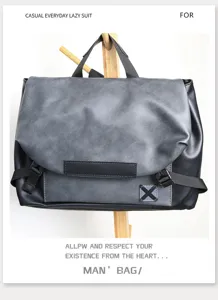 Men's casual messenger bag large capacity leather shoulder bag vintage cross body bag