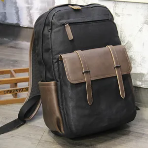 Men canvas vintage backpack large capacity casual travel school bag computer rucksack