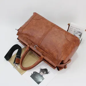 Sac de voyage vintage pour homme grande capacité en cuir PU bandoulière pour voyage.