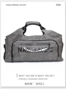 Large capacity men travel duffel bag, casual handheld shoulder fitness sports bag.