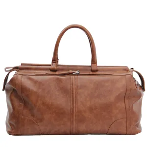 Sac de Voyage Rétro pour Homme Grande Capacité Marron Sac à Main Bagage Weekender