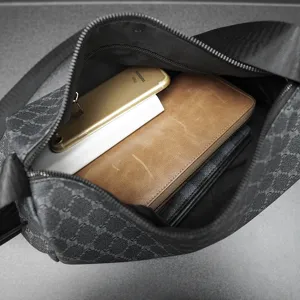 Men vintage monogram shoulder bag stylish crossbody bag casual messenger bag for daily use
