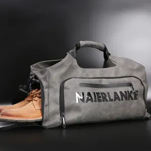 Men Travel Duffel Bag Large Capacity Waterproof PU Leather Gym Bag Sports Fitness Bag With Wet Dry Separation
