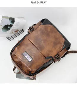 Retro vintage design backpack with spacious compartments for daily school travel and laptop use.