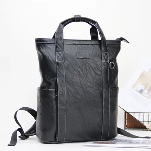Sac à Dos d'Affaires pour Hommes en Cuir PU Voyage Loisirs Ordinateur Portable Résistant à l'Usure Multifonctionnel
