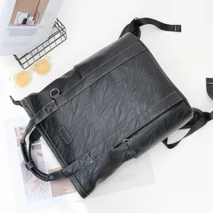 Sac à dos homme affaires multifonction sacoche ordinateur cuir PU noir voyage loisir.