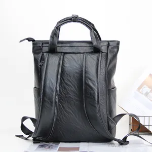 Sac à dos homme affaires en cuir PU noir multifonctionnel sac de voyage pour ordinateur