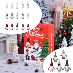Christmas gnome advent calendar blind box set with cute plush hanging gnomes decor.