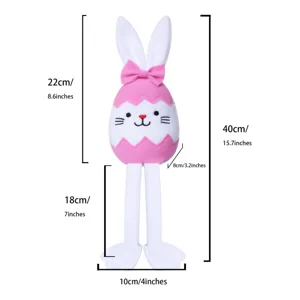 Poupée peluche lapin de Pâques avec longues jambes et nœud, décoration de fête de festival.