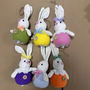 Easter glowing bunny plush hanging ornament set cute rabbit party spring decor detail view