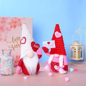 Valentinstag Zwerg Plüsch Pärchen Puppe Ornamente Herz Umschlag Gesichtsloser Alter Mann Schwedischer Tomte Feiertag Party Tischdeko Wohnkultur