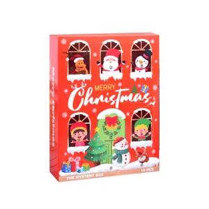 Christmas advent calendar blind box 10pcs mystery box holiday gift red packaging party decor