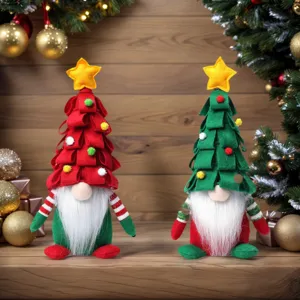Christmas tree gnome doll holiday decoration cute faceless plush toy festive table decor