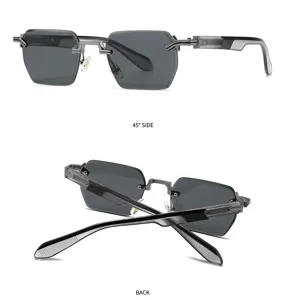 Lunettes de soleil carrées sans monture avec double pont pour hommes et femmes conduite.