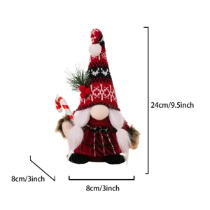 Weihnachten wichtel pluesch puppe mit zuckerstange fuer weihnachten tisch deko 24cm