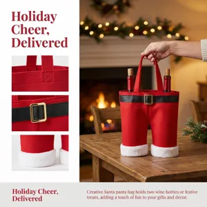Weihnachtsmann Hose Weinflasche Tasche festlich rot Filz Geschenk Deko für Wein Flaschen