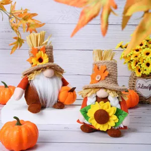 Erntedankfest Wichtel Puppe Herbst Vogelscheuche Dekoration Sonnenblume Ahornblatt Plüsch Zwerg