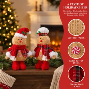 Kerst peperkoek man pop decoratie pluche figuur feestelijke tafeldecoratie kerstcadeau