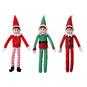 3er Set süße Weihnachts-Elfen Puppen Plüschtiere für festliche Deko und Regal Ornament.