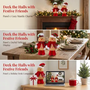 Kerst gingerbread man pluche pop decoratie feestje tafel schoorsteenmantel cadeau set
