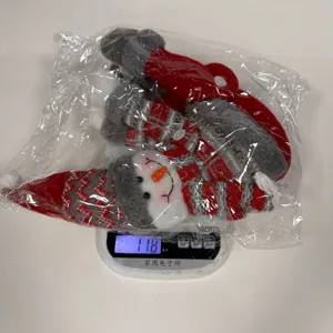 Christmas snowman curtain buckle plush doll home window decoration holiday gift red grey