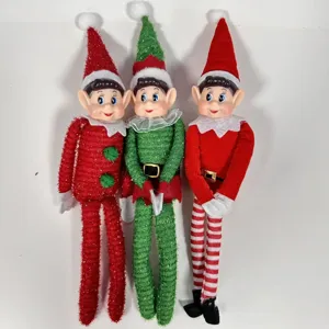 Weihnachtselb Puppe Plüschtier Niedlich Regal Sitzende Dekoration Rot Grün Weihnachten Ornament