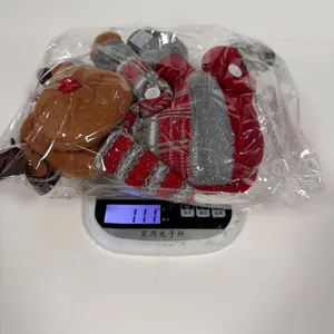Christmas plush curtain buckle detail showing weight and packaging condition clearly.